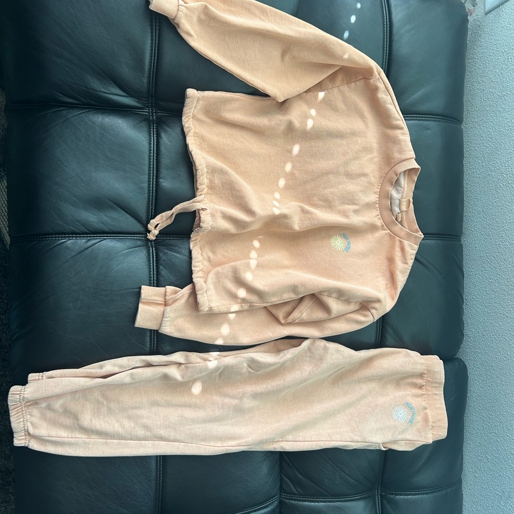 Roxy Peach Drawstring Cropped Pullover & Jogger Set